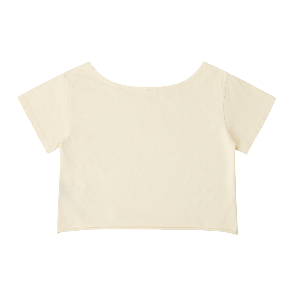 Rolled Hem Flower Cotton T-Shirt