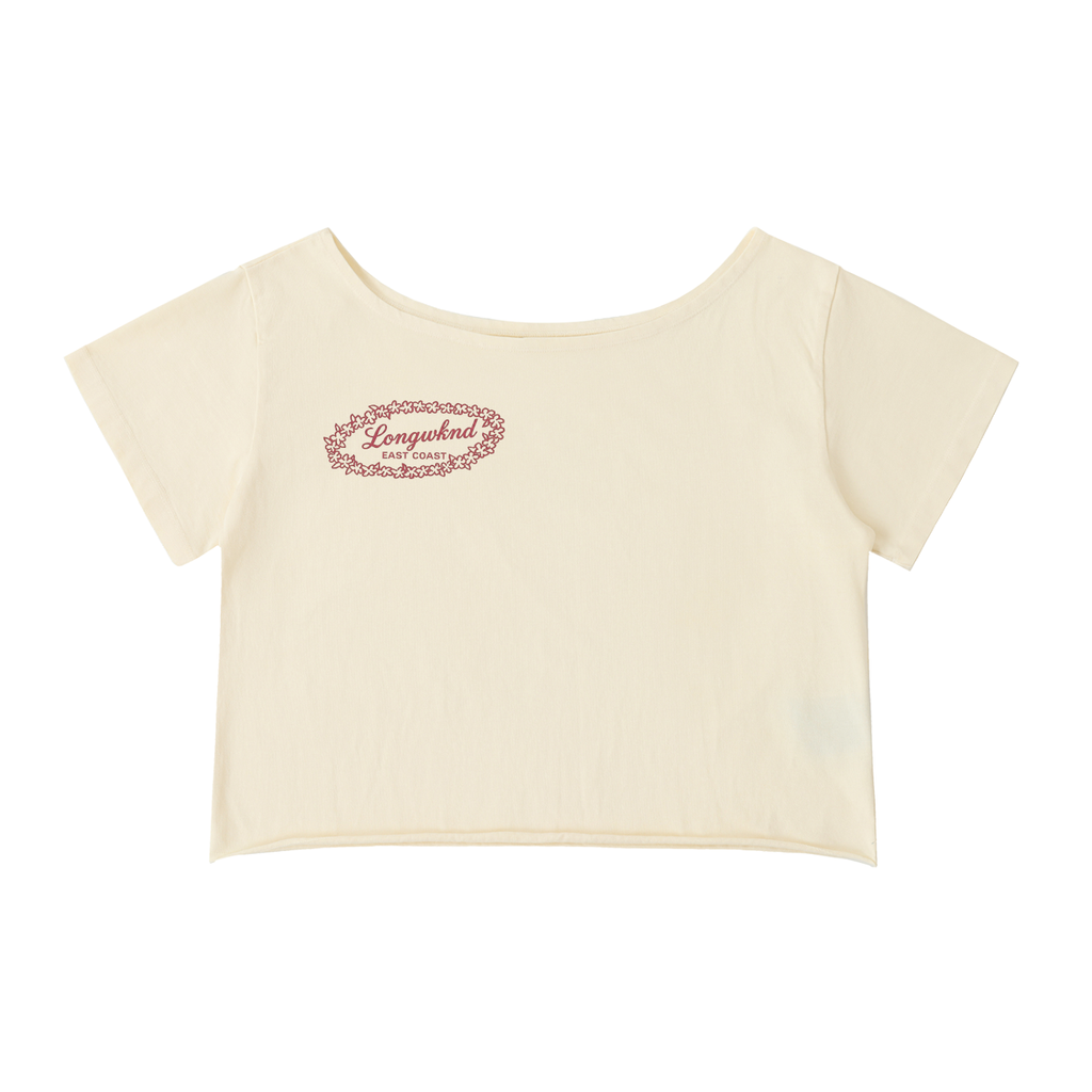 Rolled Hem Flower Cotton T-Shirt